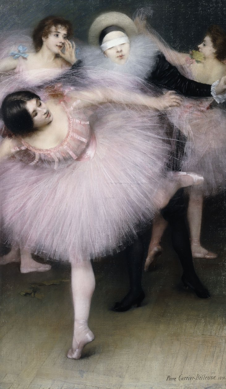 Harlequin Dancers; Harlekin med dansare av Pierre Carrier Belleuse
