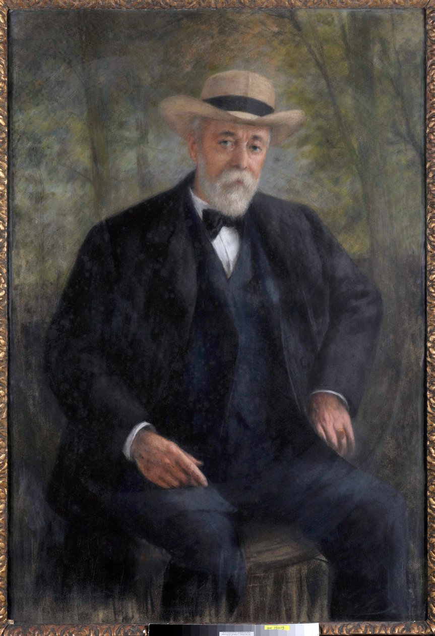 Porträtt av rådets ordförande Henri Brisson (1835-1912) i hans trädgård i Montmorency (målning) av Pierre Carrier Belleuse