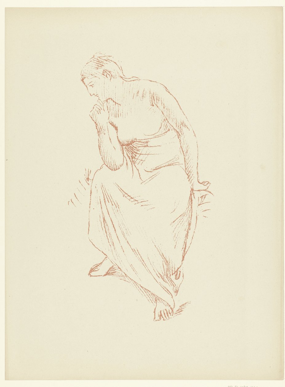 Zittende half naakte vrouw Studie av en sittande naken kvinna halvdraperad Studie The Trial (serietitel) av Pierre Cécile Puvis de Chavannes