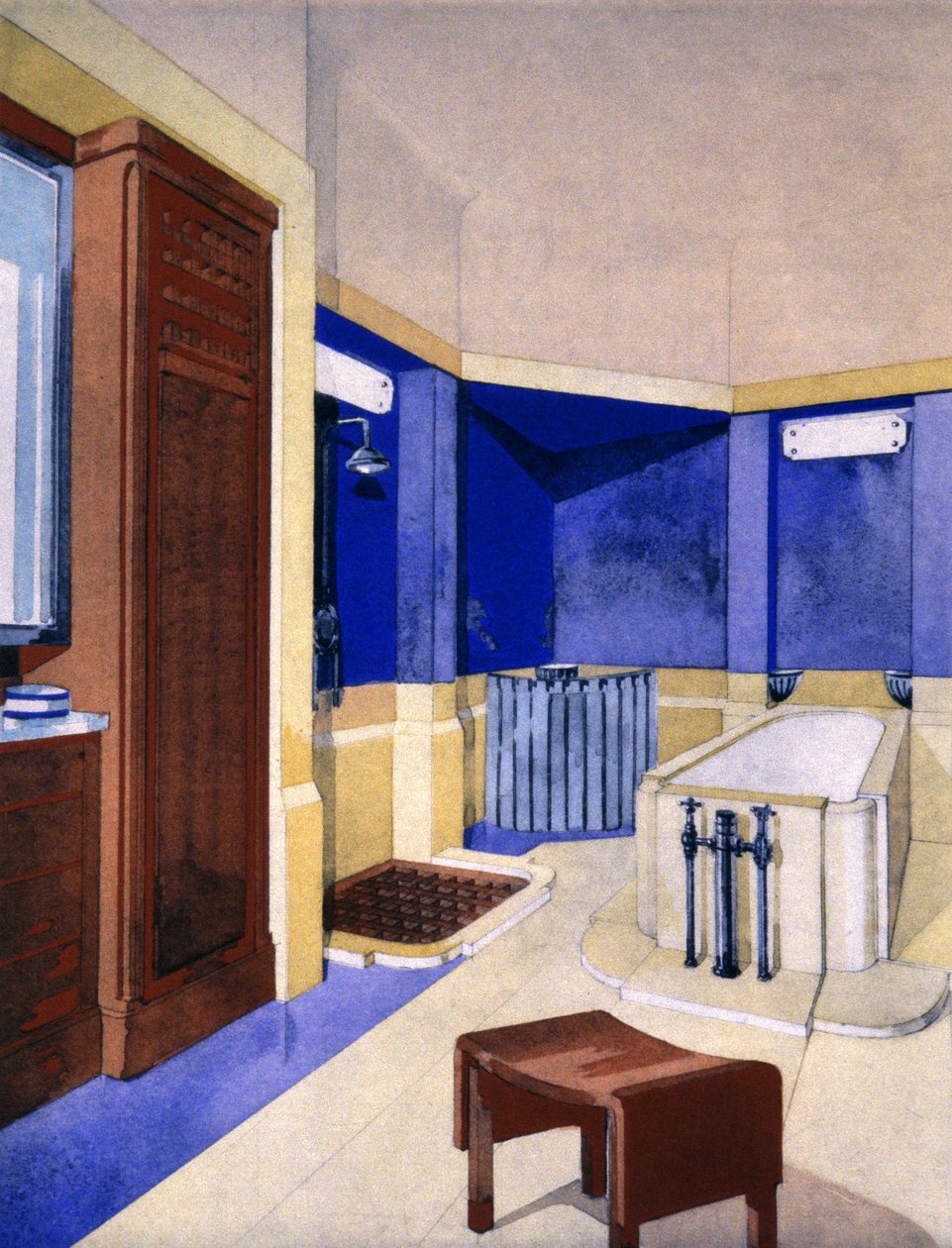 Badrumsprojekt, ca. 1925 (gouache) av Pierre Chareau