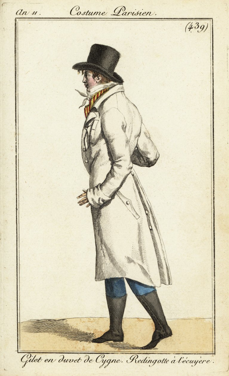 Ung dandy i ryttarerock, svandunväst av Pierre Charles Baquoy