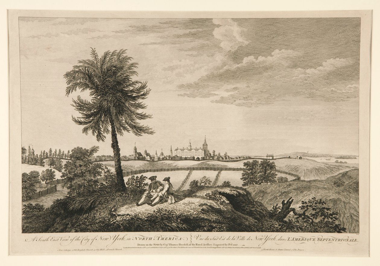 En sydostvy över staden New York, i Nordamerika av Pierre Charles Canot