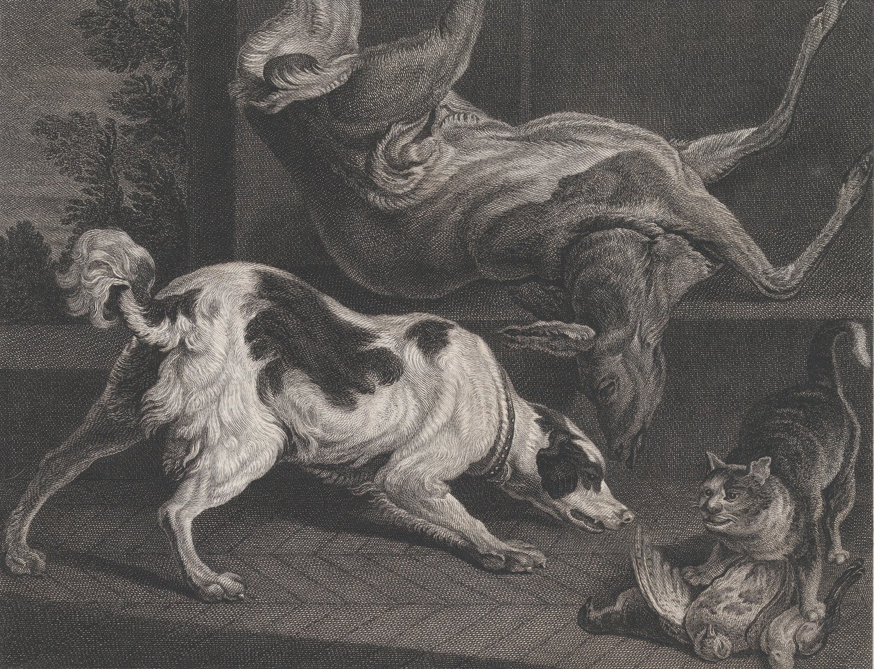 Hundar och stilleben, 1778 av Pierre Charles Canot