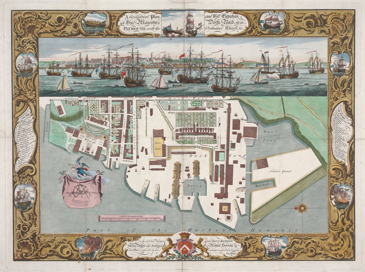 Nära Plymouth med Ordinance Wharfe... av Pierre Charles Canot