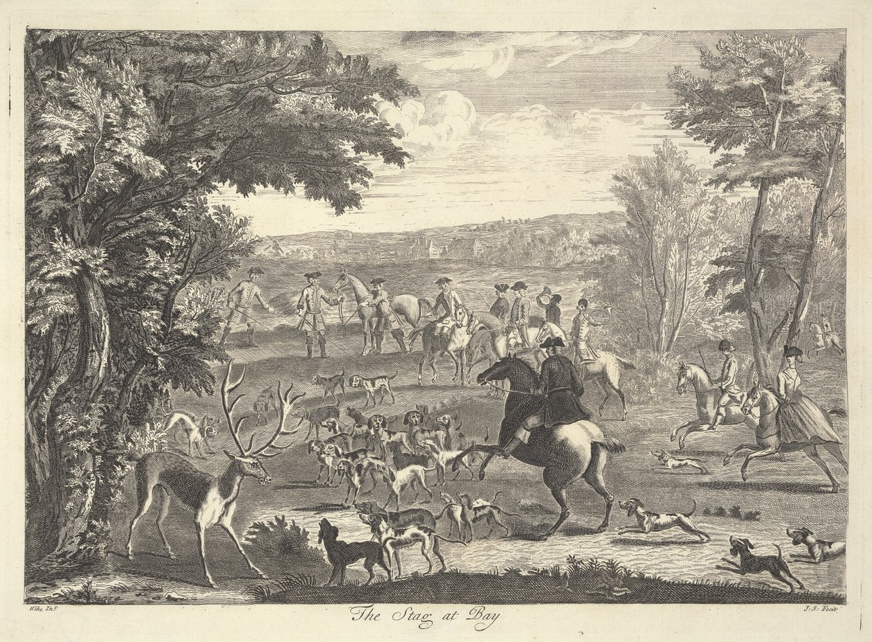 Stag at Bay av Pierre Charles Canot