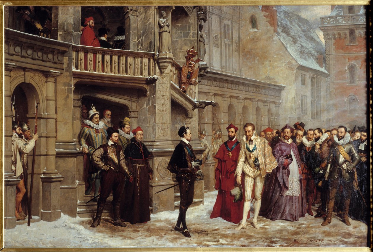Möte mellan Henrik III, kung av Frankrike (1551 - 1589) och Henrik I av Lorraine, hertig av Guise kallad Balafre av Pierre Charles Comte