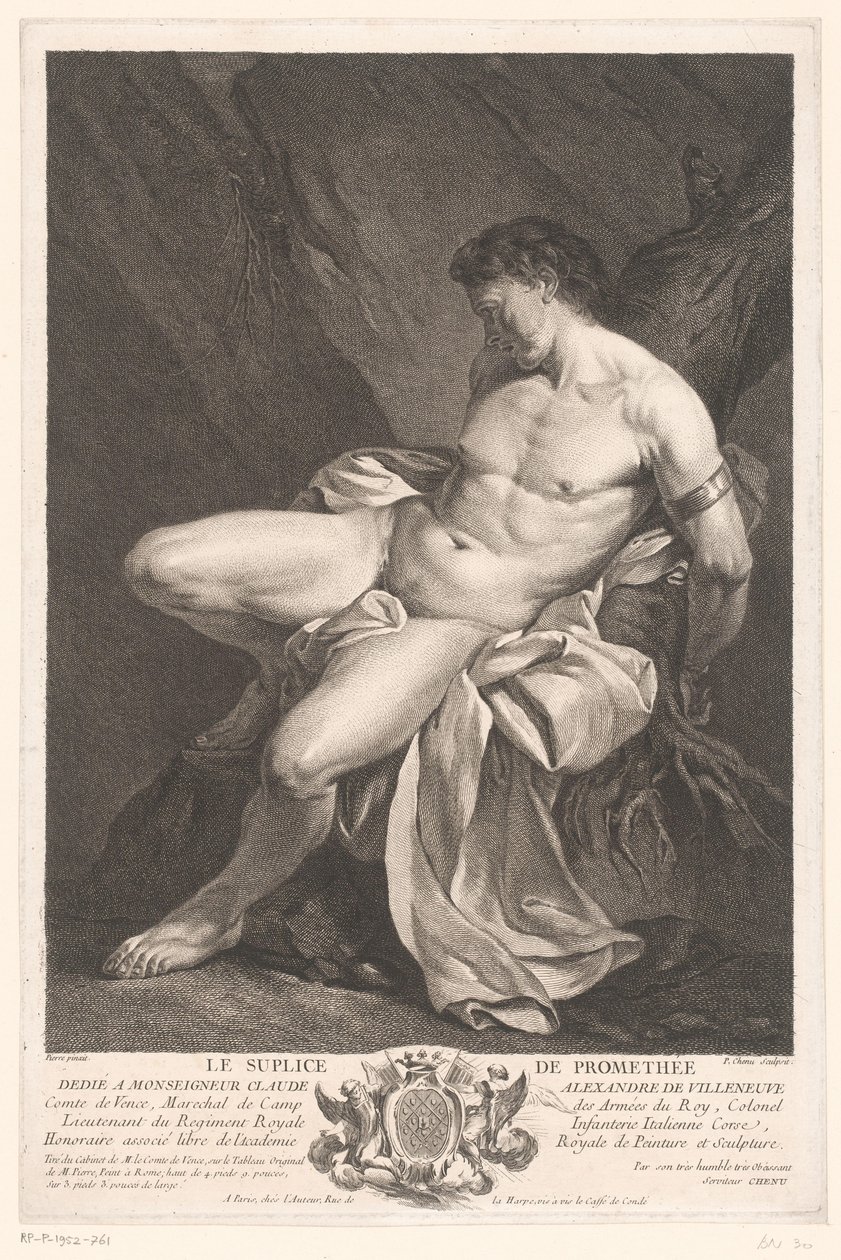 Prometheus kedjad Le supplice de Promethée (titel på objekt) av Pierre Chenu