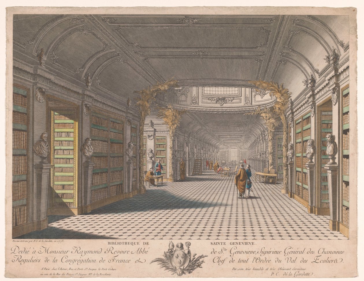 Bibliotek för klostret Sainte-Geneviève i Paris Bibliotheque de Sainte Genevieve (titel på objekt) av Pierre Claude Delagardette