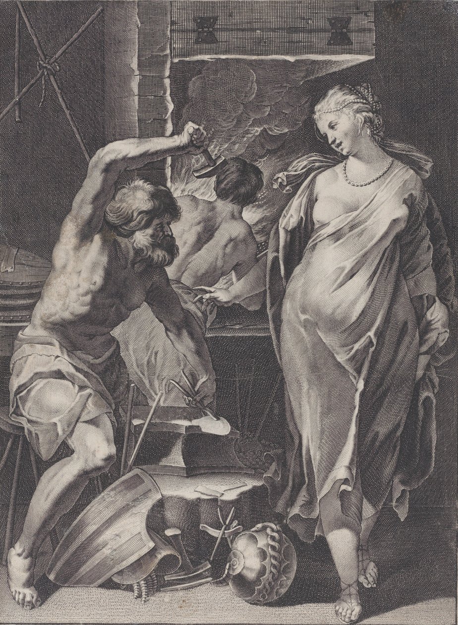 Vulcan smide Achilles rustning, 1624-75. av Pierre Daret