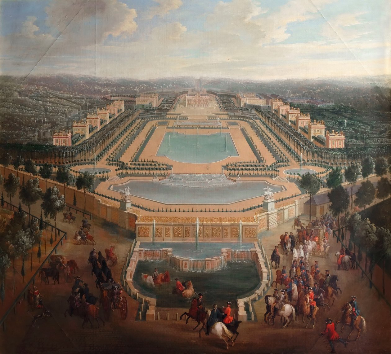 Översikt över slottet och paviljongerna vid Marly av Pierre Denis II Martin