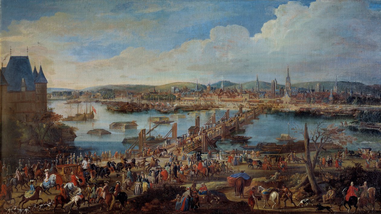 Vy över staden Rouen tagen från Saint Sever Detail. Målning av Pierre Denis Martin (1663-1742) 1700-talets sön. 0,78x1,98 m Rouen musee des Beaux Arts av Pierre Denis Martin