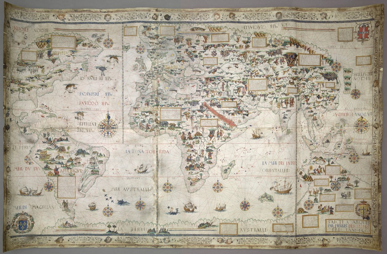 Lägg till MS 24065 World Map (Planisphere) av Pierre Descaliers