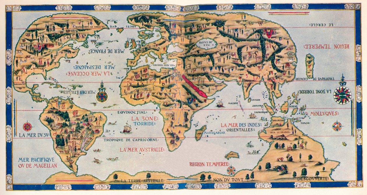 The Dauphin Map of the World, 1546, 1912 av Pierre Desceliers