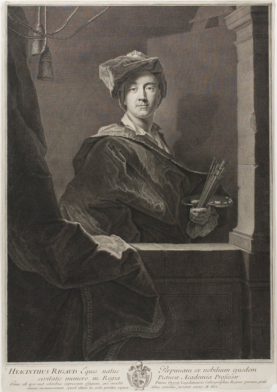 Porträtt av Hyacinthe Rigaud av Pierre Drevet