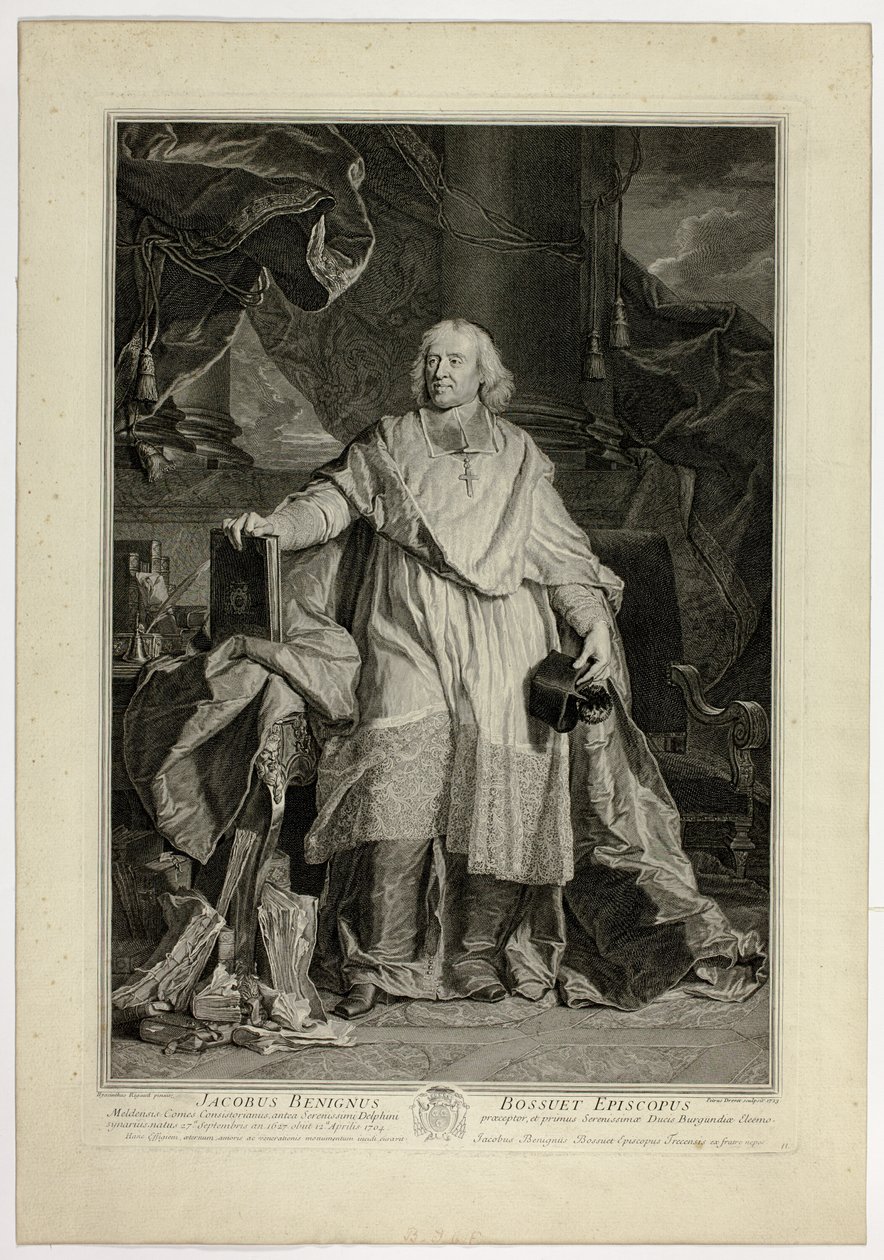 Porträtt av Jacques Bénigne Bossuet, biskop av Meaux av Pierre Drevet