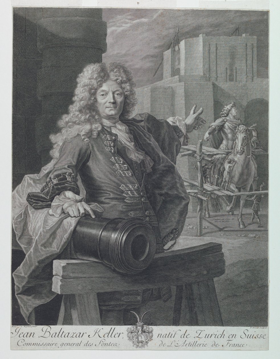 Porträtt av Jean-Balthasar Keller av Pierre Drevet