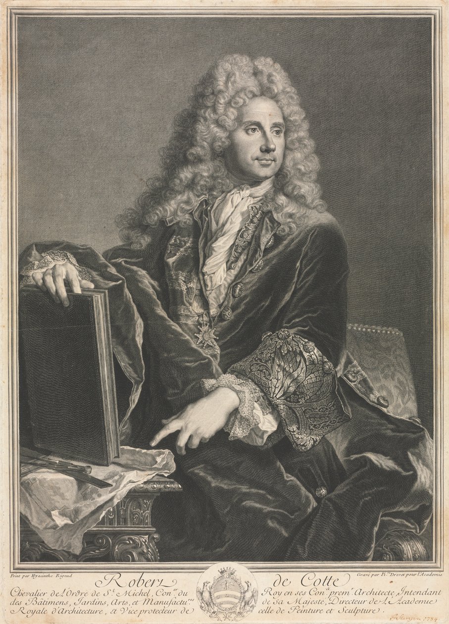 Porträtt av Robert de Cotte av Pierre Drevet
