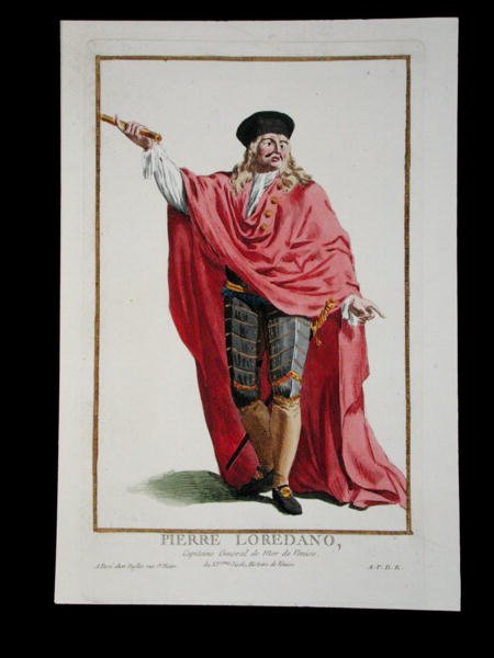 Pietro Loredano (d.1439) från "Receuil des Estampes, Representant les Rangs et les Dignites, suivant le Costume de toutes les Nations existantes", publicerad 1780 (handkolorerad gravyr). av Pierre Duflos
