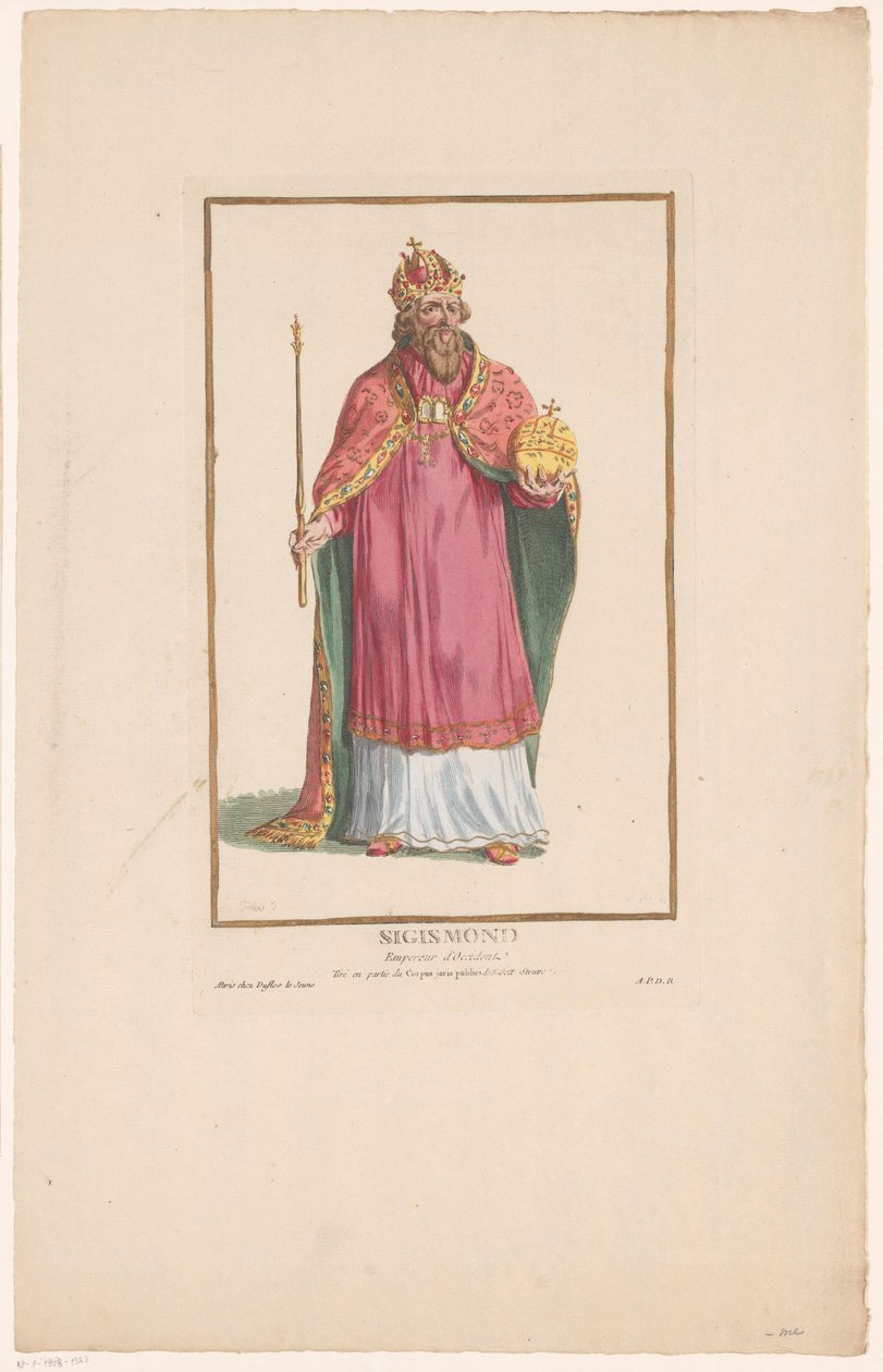 Porträtt av kejsar Sigismund med Scepter och Globe Sigismond (titel på objekt) av Pierre Duflos