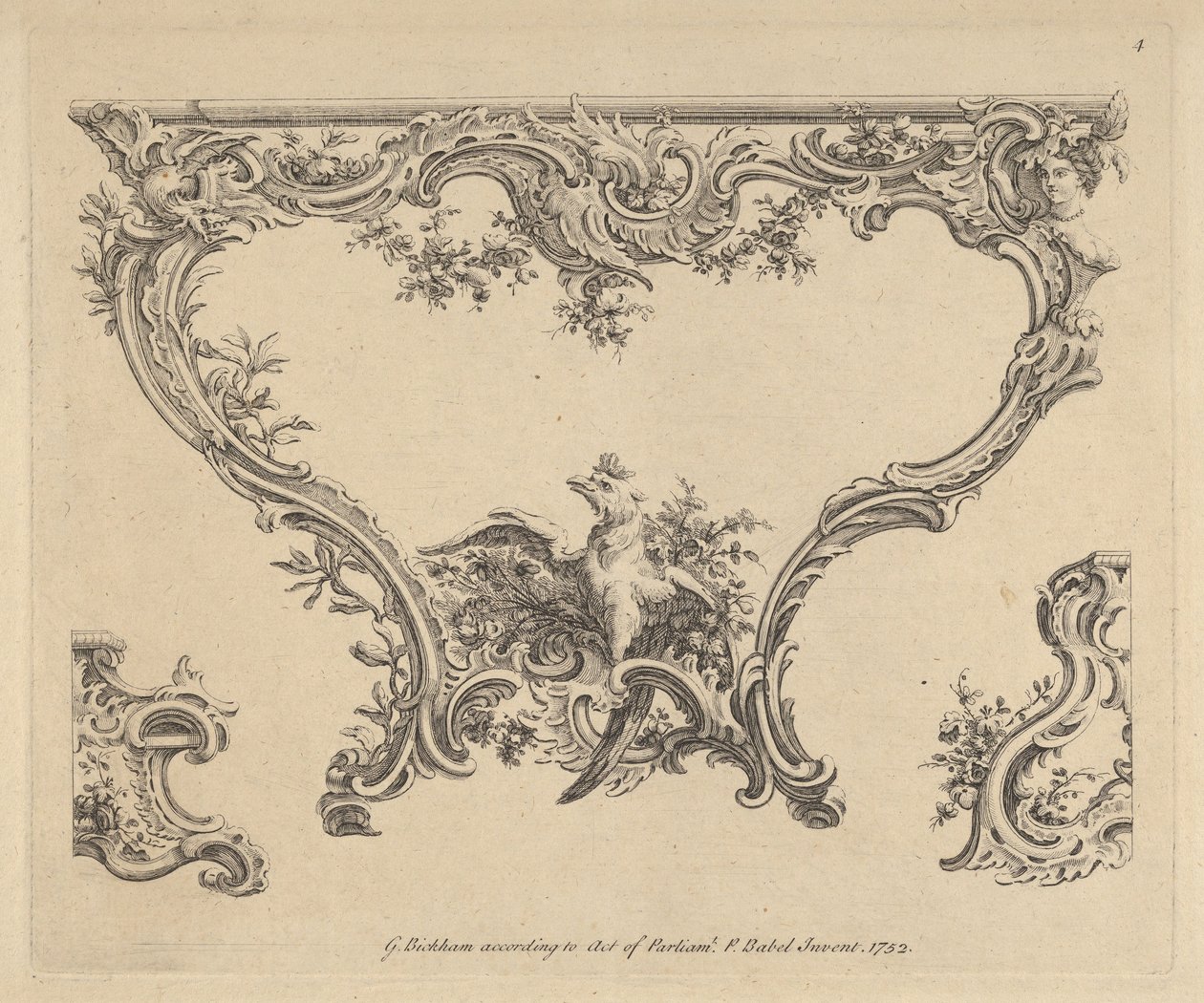 Design för ett konsolbord, 1752. av Pierre Edme Babel