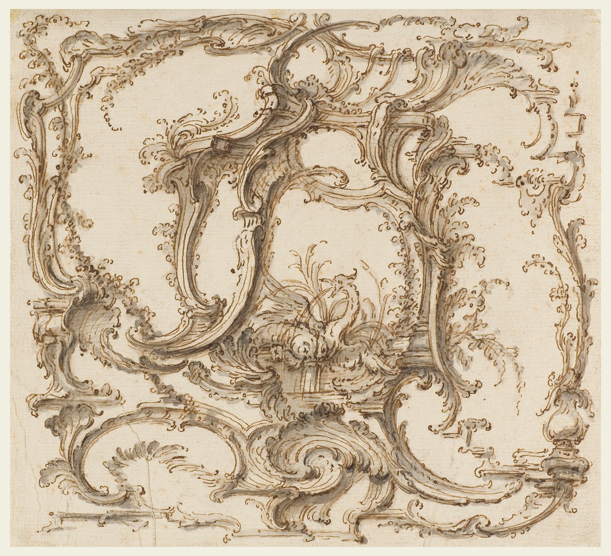 Teckning, ornamentkomposition, ca 1745 av Pierre Edme Babel