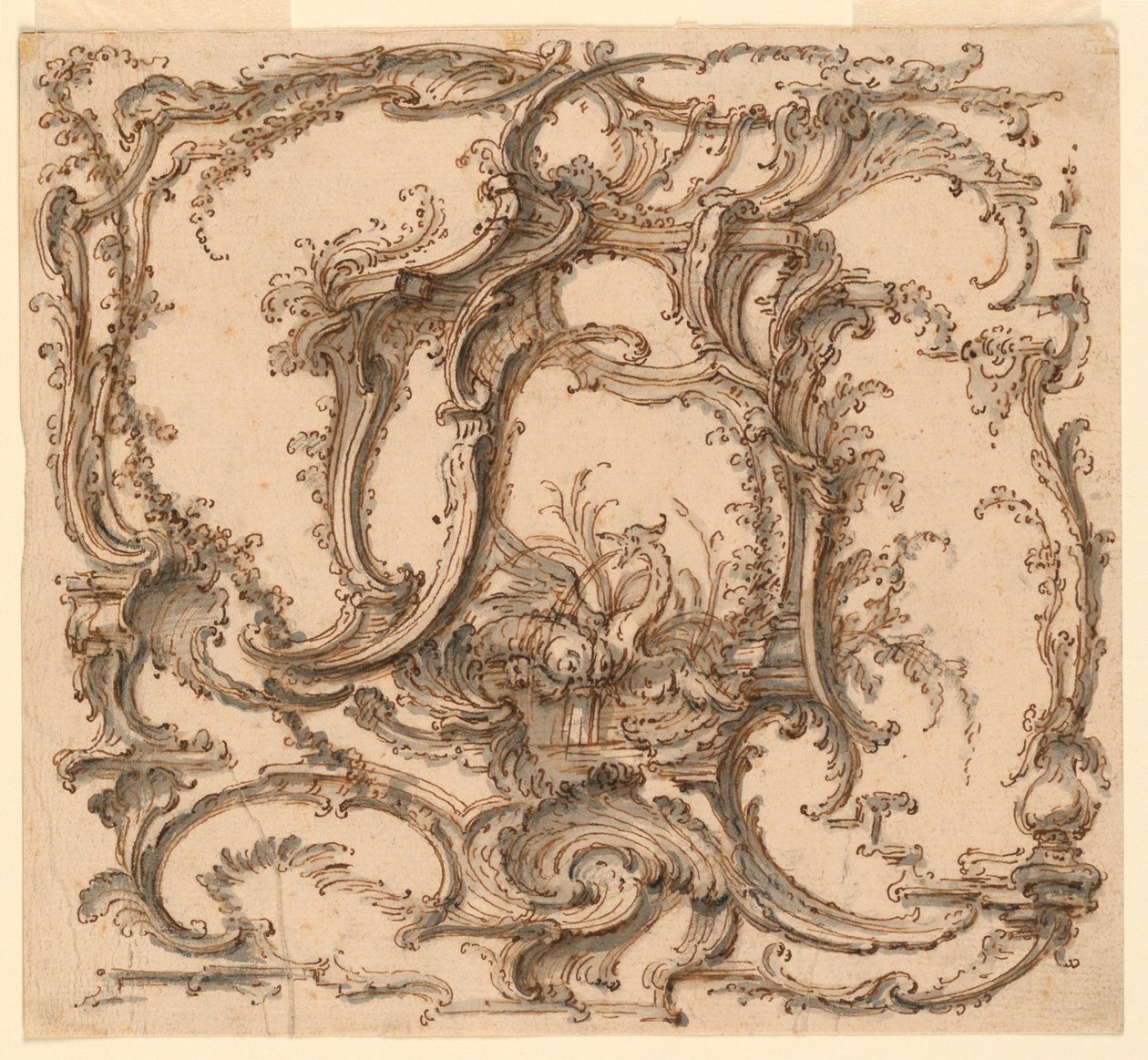 Teckning, ornamentkomposition, ca 1745 av Pierre Edme Babel