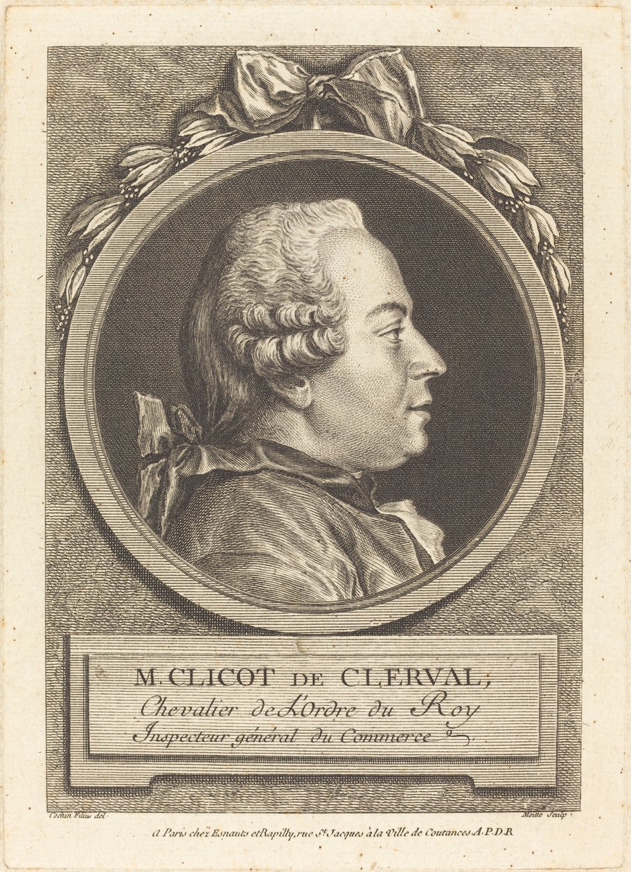 Herr Clicot de Clerval av Pierre Etienne Moitte after Charles Nicolas Cochin II