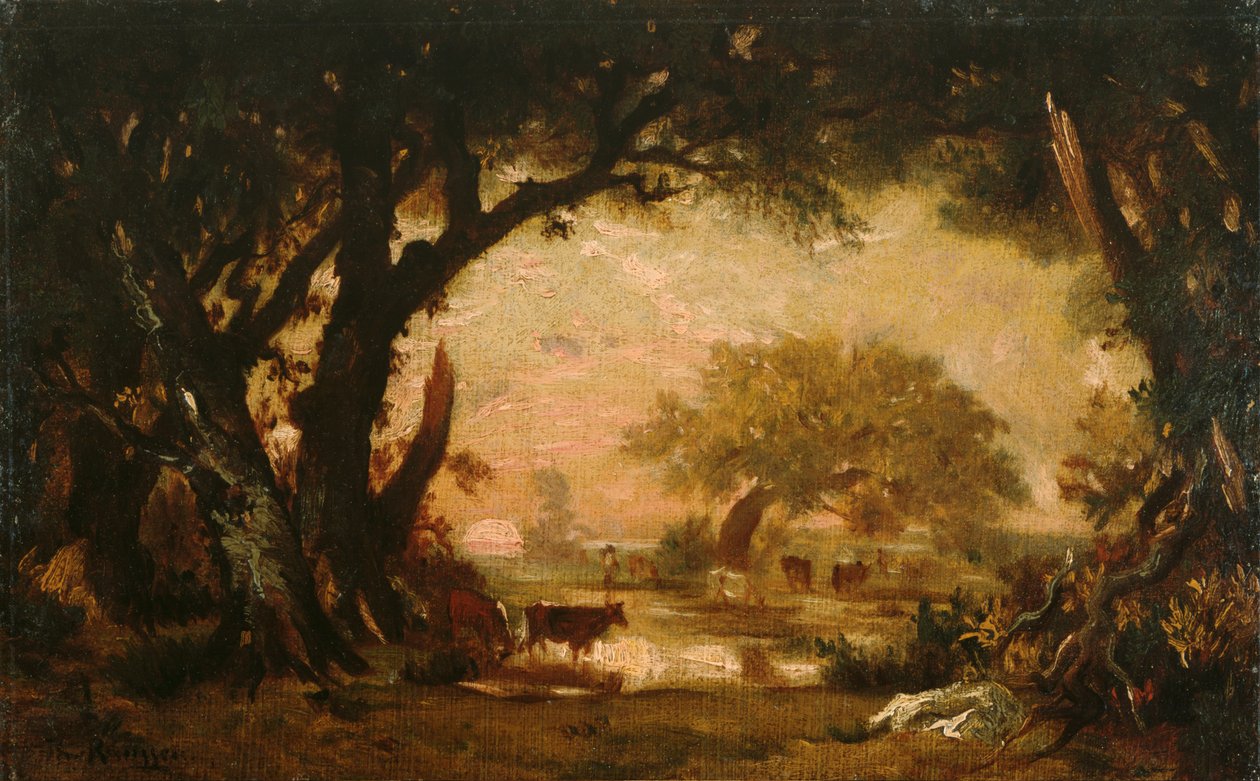 Röjning i skogen i Fontainebleau av Pierre Etienne Theodore Rousseau