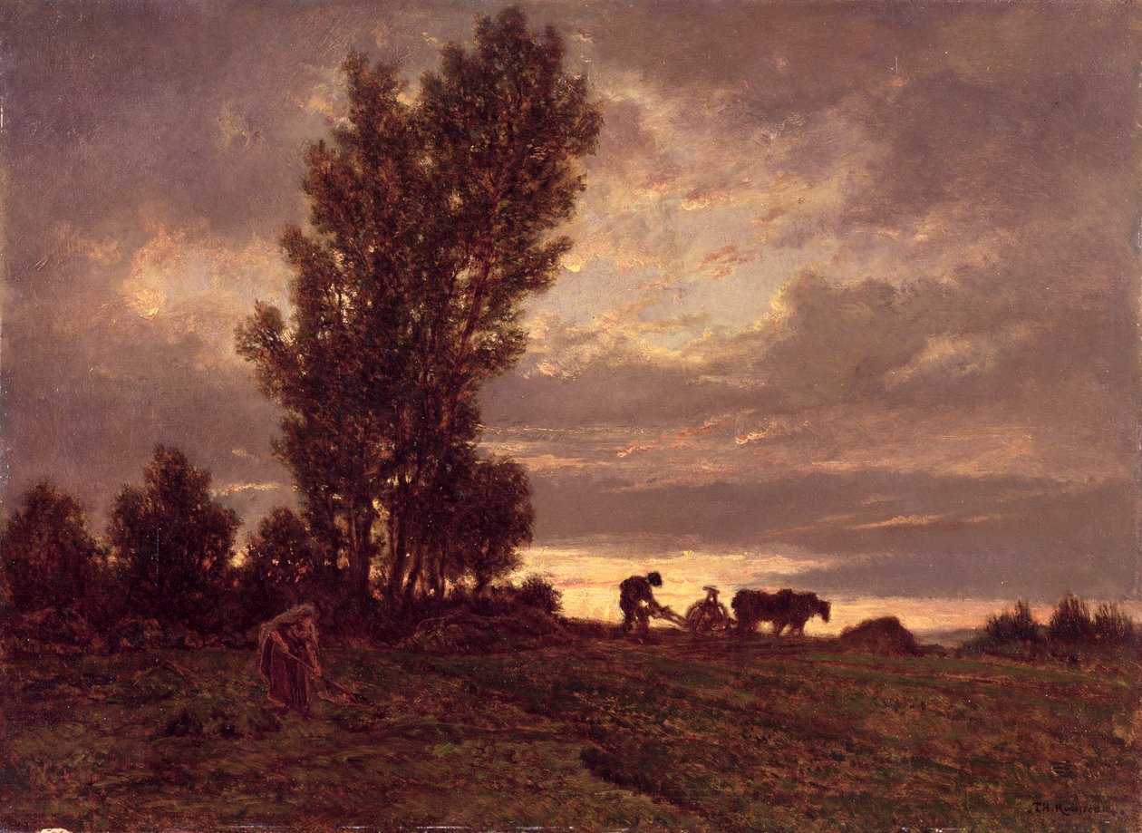 Landskap med en plogman av Pierre Etienne Theodore Rousseau