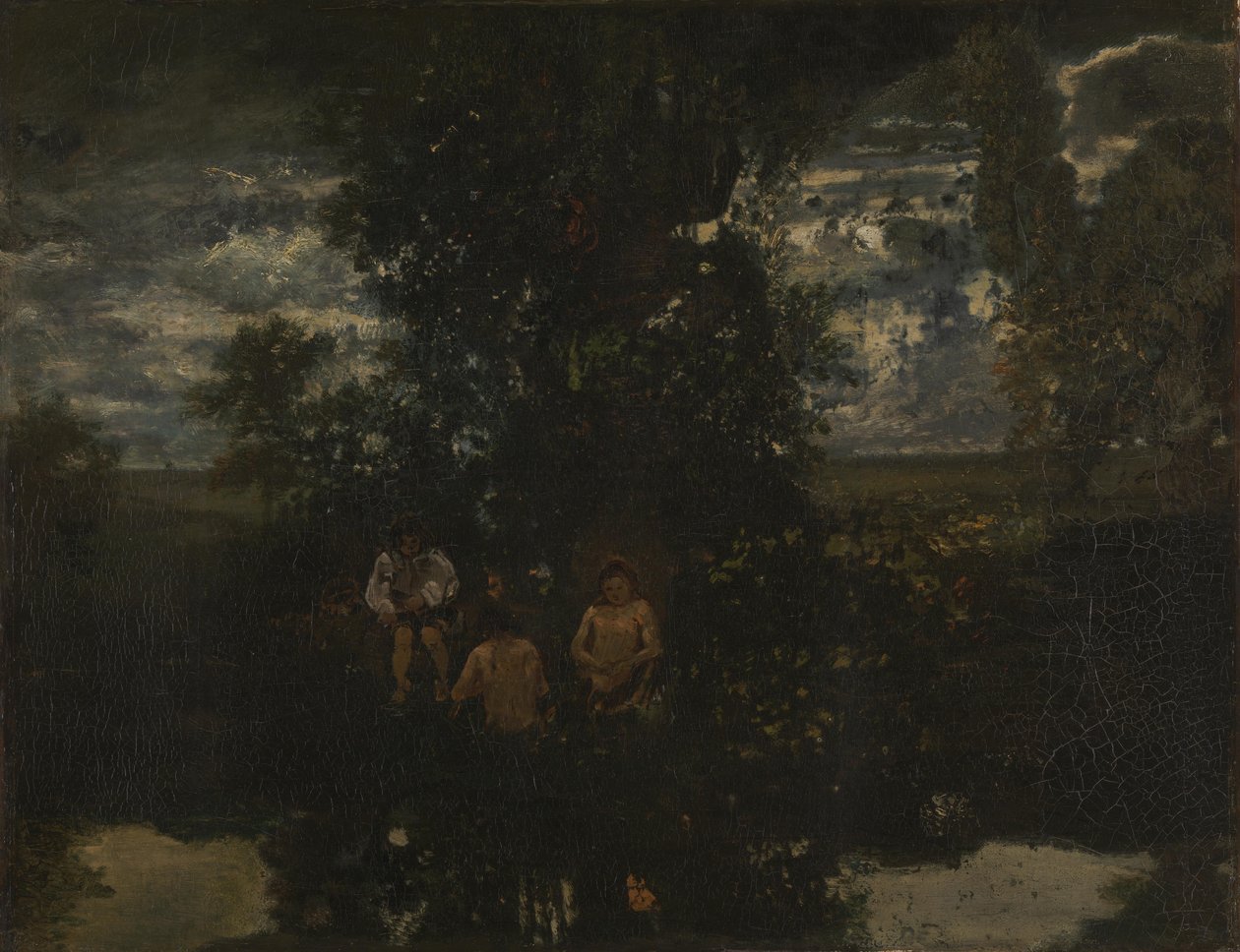 Månsken. Badarna, 1860-talet av Pierre Etienne Theodore Rousseau