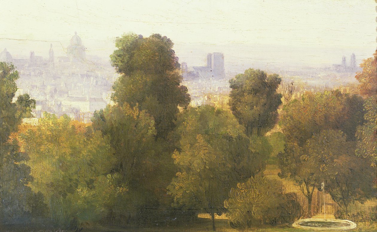 Paris sett från Bellevilles höjder, c.1830 av Pierre Etienne Theodore Rousseau