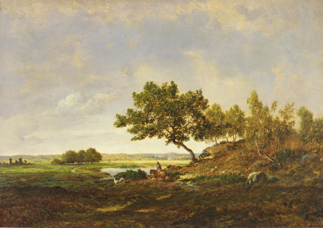 Dammen vid kullens fot, ca 1848-55 (olja på trä) av Pierre Etienne Theodore Rousseau