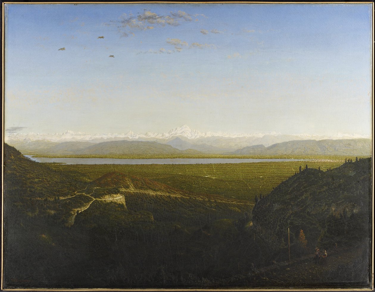 Utsikt över Mont Blanc, se från La Faucille, ca 1865 (olja på duk) av Pierre Etienne Theodore Rousseau