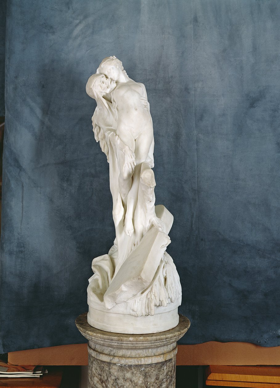 Figure of Death Embracing a Female Naken (marmor) av Pierre Eugene Emile Hebert