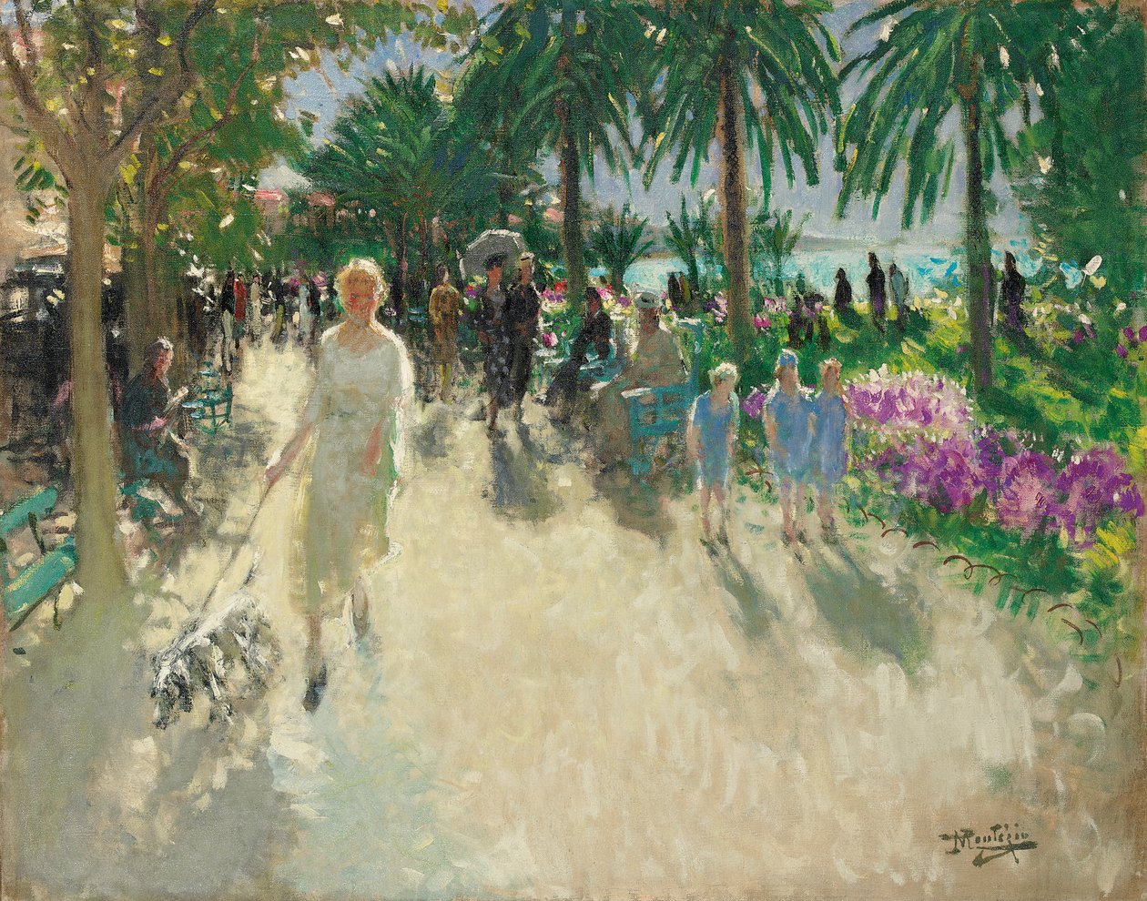 La Croisette, Cannes (olja på duk) av Pierre Eugene Montezin