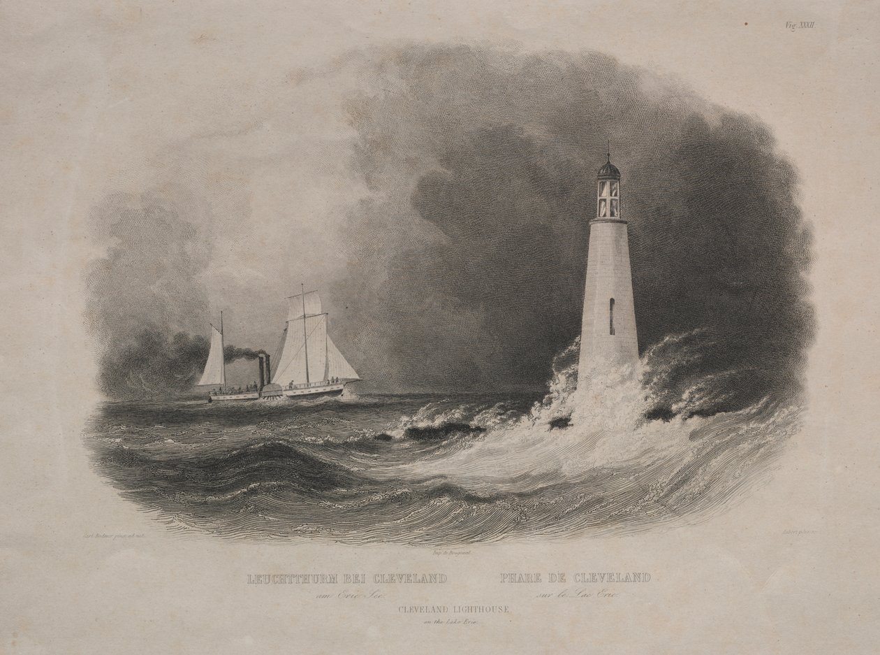 Fyr i Cleveland, Ohio, vid Lake Erie av Pierre Eugène I Aubert