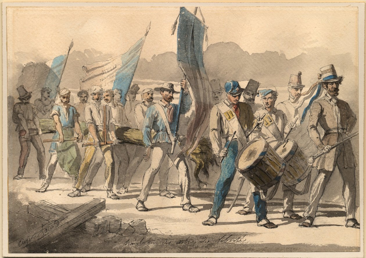 Planteringen av ett frihetsträd i Frankrike 1848, 1848 av Pierre Eugène Lacoste