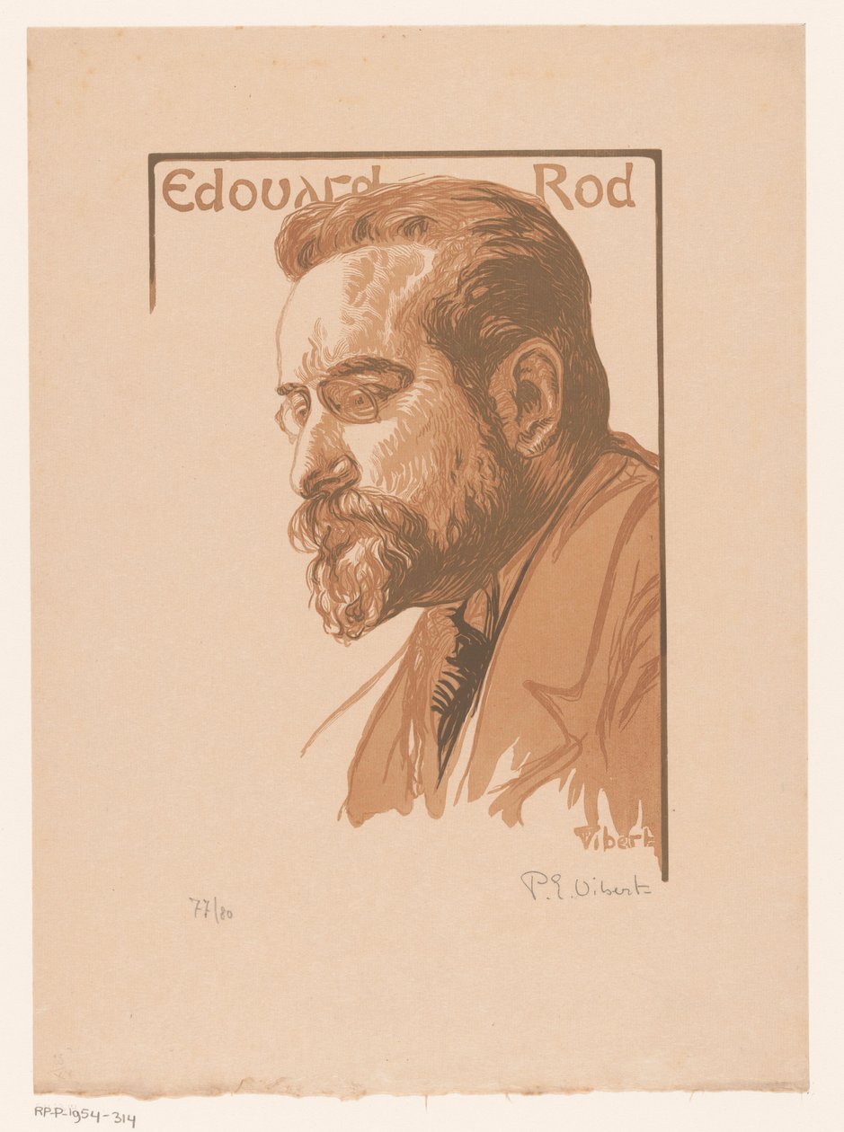 Porträtt av Édouard Rod Edouard Rod (titel på objekt) av Pierre Eugène Vibert (signed by artist)