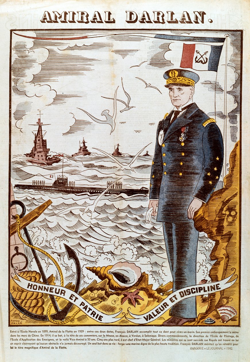 Amiral Francois Darlan, befälhavare för den franska flottan, 1940 av Pierre Falke
