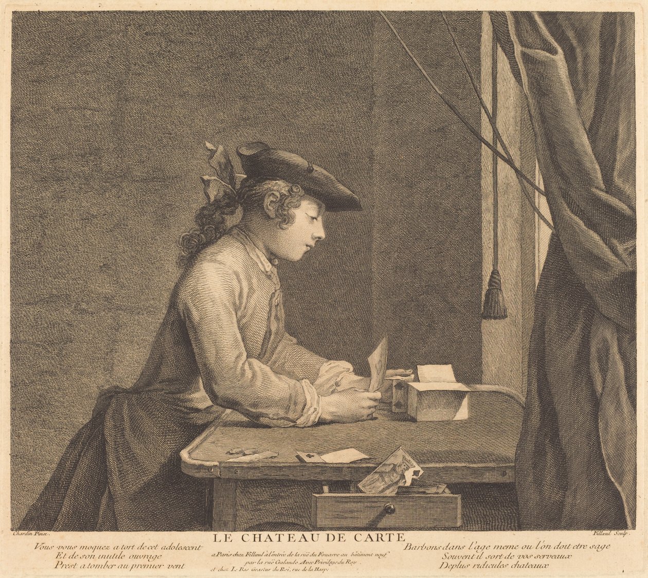 Korthuset av Pierre Filloeul after Jean Siméon Chardin