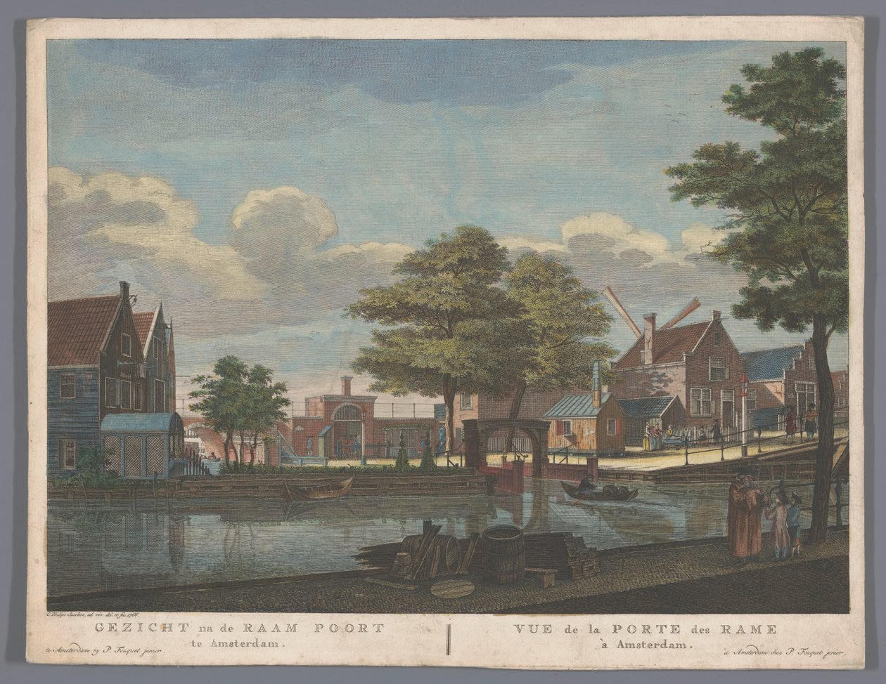 Utsikt över Raampoort i Amsterdam Utsikt efter Fönsterporten i Amsterdam (titel på objekt) av Pierre Fouquet
