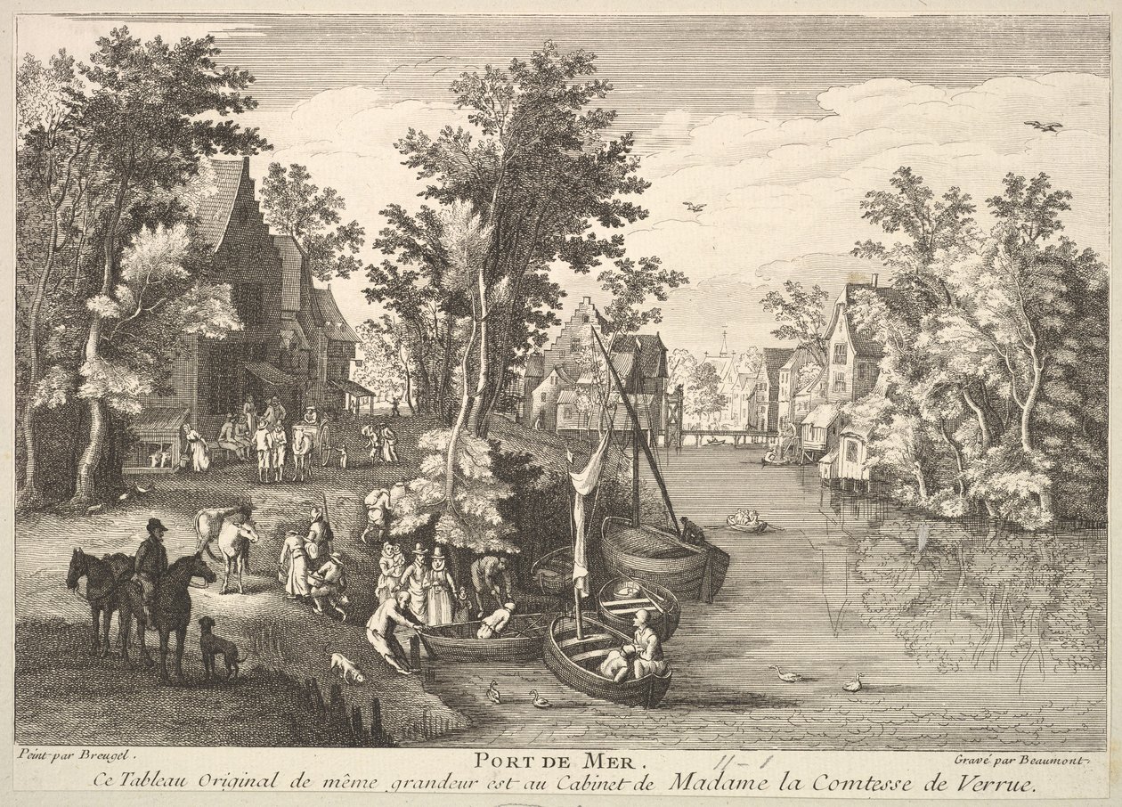 Sea Port Port de Mer efter målningen i samlingen av Madame la Comtesse de Verrue. av Pierre Francois Beaumont