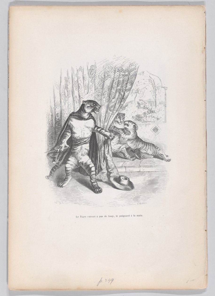 Tigern kom smygande in med dolken i handen från Scener från den menige a..., ca. 1837-47. av Pierre Francois Godard