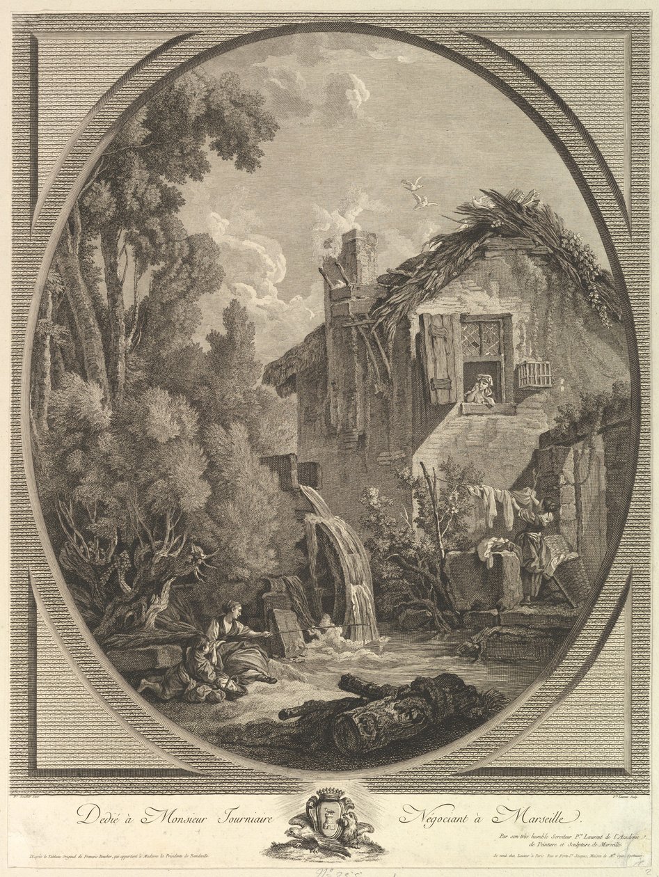 Paysage au Moulin väderkvarnslandskap, 1700-tal. av Pierre Francois Laurent