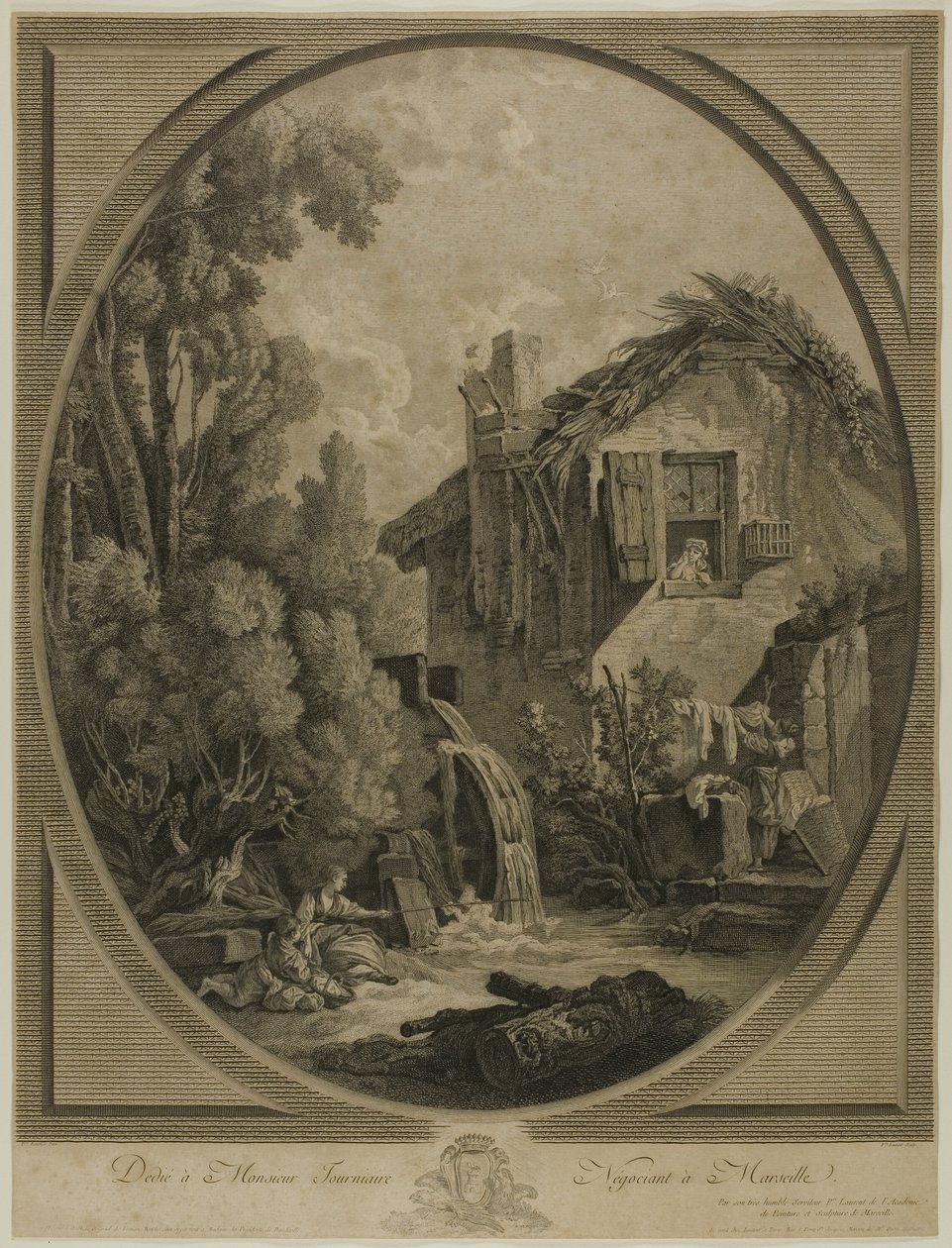 Väderkvarn landskap av Pierre Francois Laurent