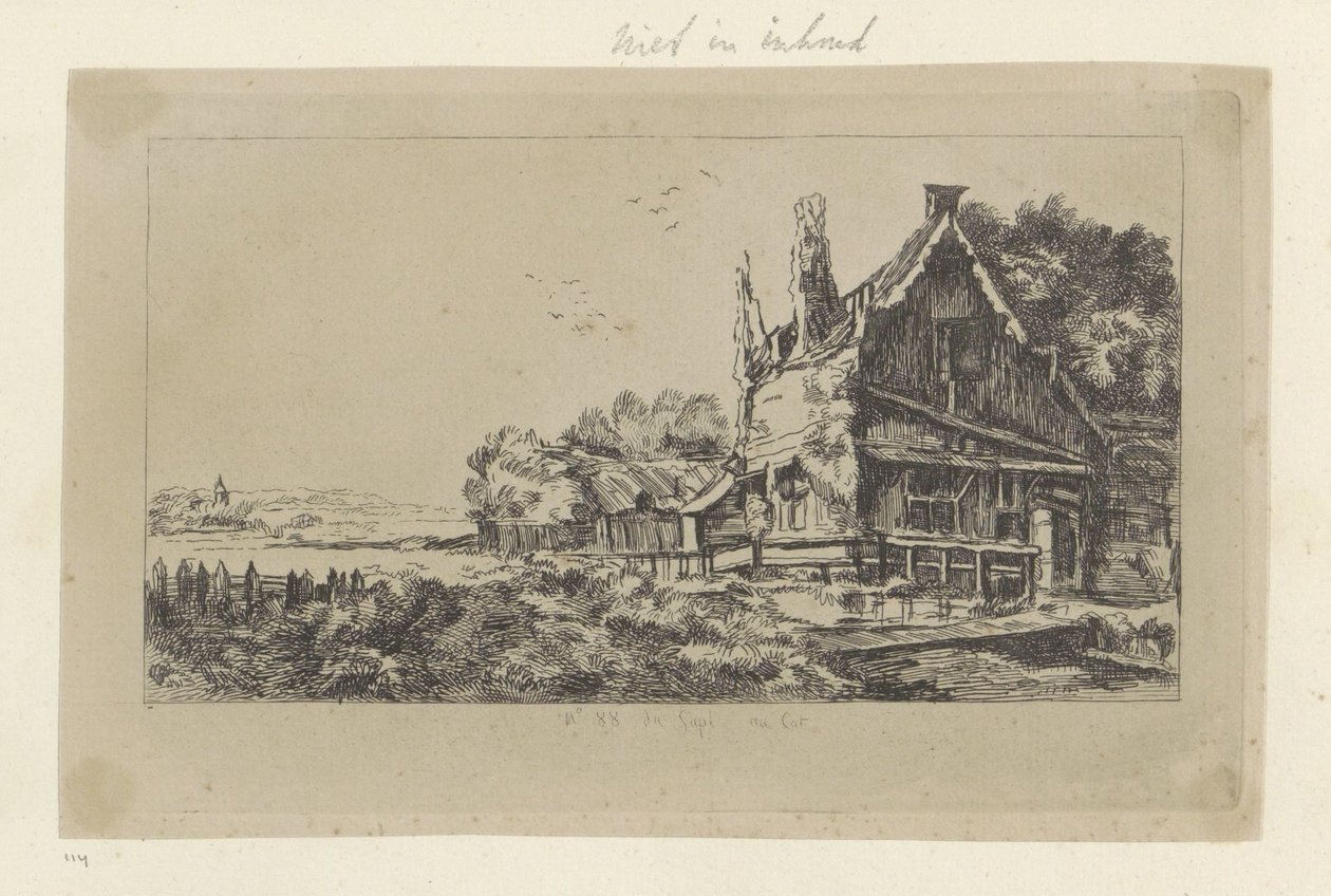 Landskap med huset med tre skorstenar Recueil de quatre-vingt-cinq estampes originales (serietitel) av Pierre François Basan (workshop of)