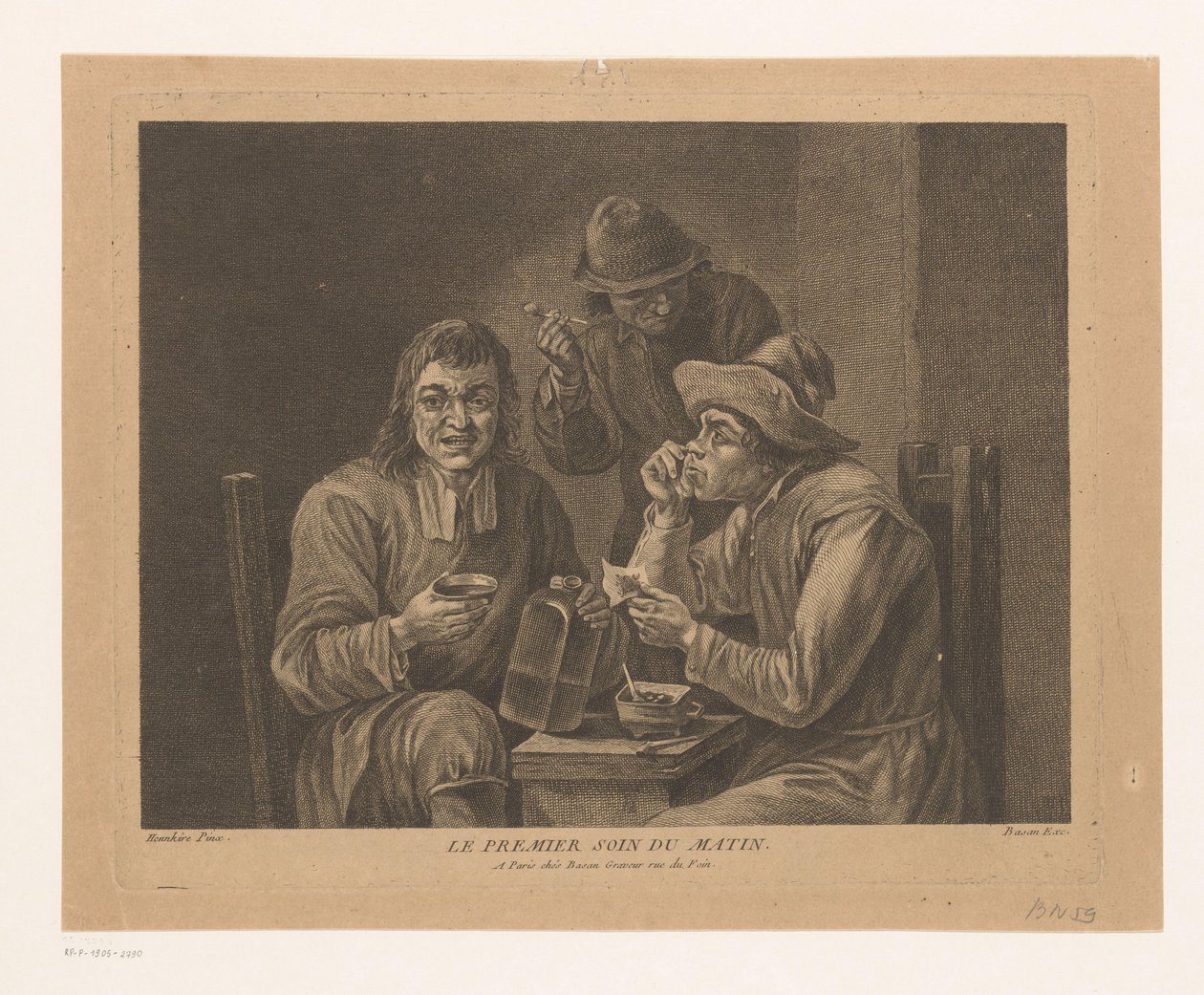 Tobakssniffnings- och rökföretag Le premier soin du matin (titel på objekt) av Pierre François Basan