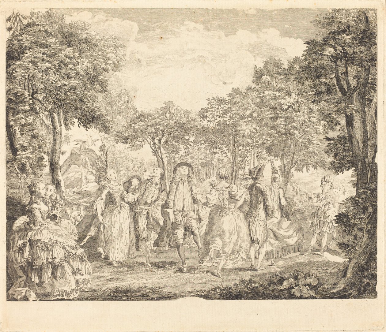 Balett på Operan av Pierre François Basan after Gabriel Jacques de Saint Aubin
