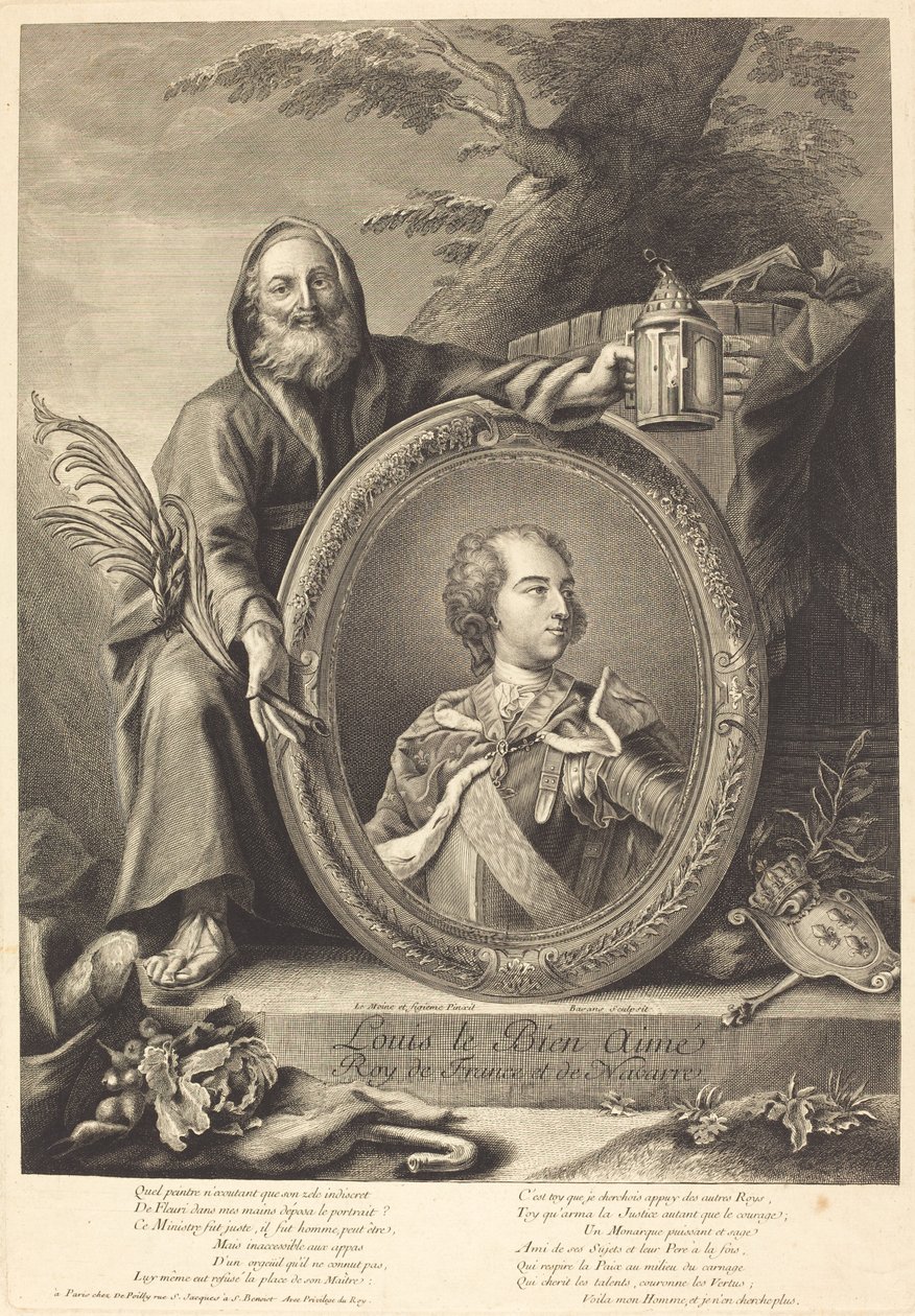 Louis den väl älskade av Pierre François Basan after Jean Baptiste Lemoyne II