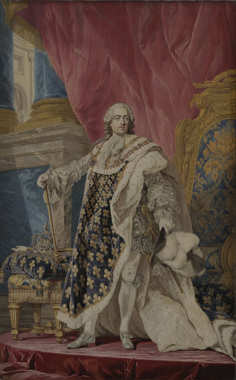 Porträtt av Ludvig XV i hans kungliga dräkt, ca 1769 av Pierre François Cozette